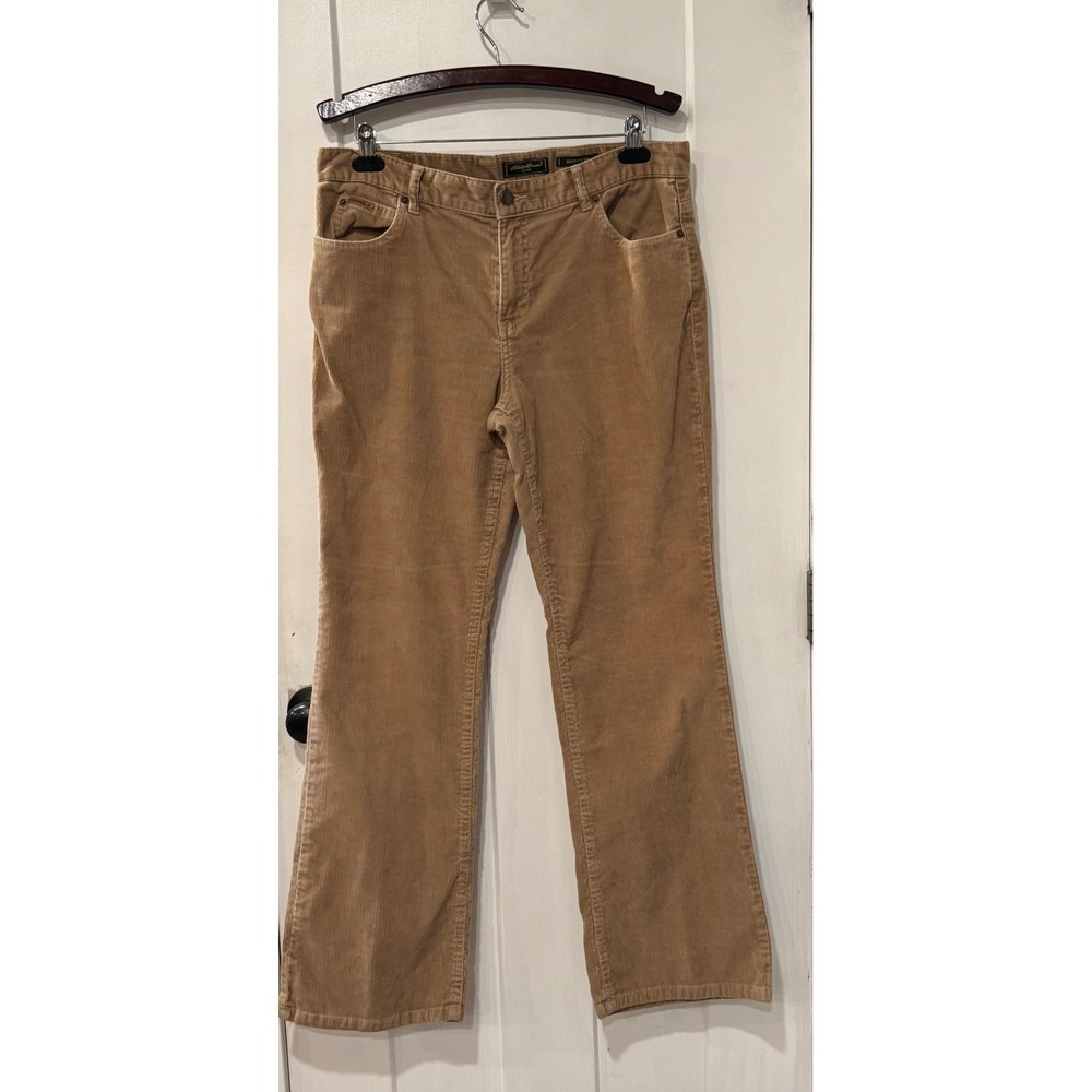 Vintage Eddie Bauer Womens Tan Corduroy Boot Cut Fit Jeans Y2K size 10